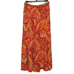 Talbots Boho Revival Cottagecore Paisley 100% Silk Maxi Women Sz 16W Hippie Chic